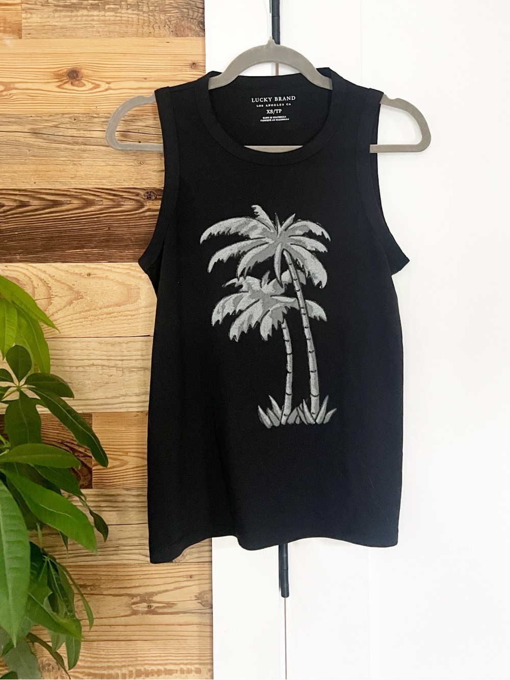 Lucky Brand Sketched Palm Tree Racerback Tank Top